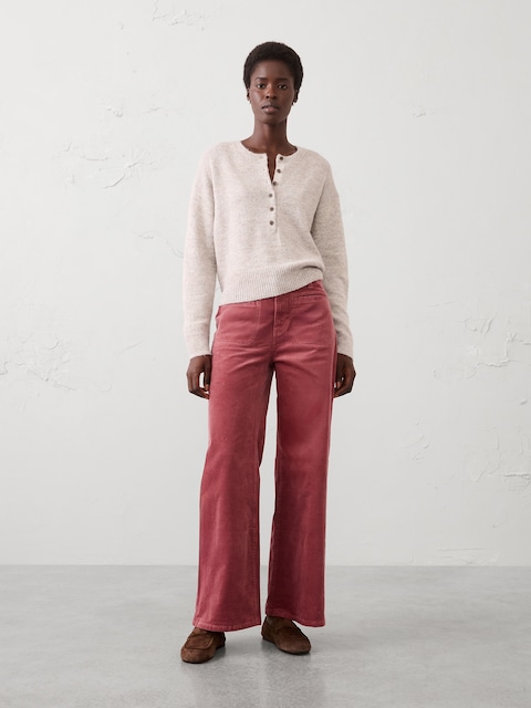 Wide-Leg High-Rise Corduroy Patch Pocket Pant