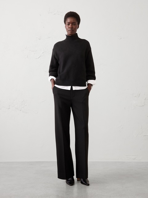 Wide-Leg High-Rise Double Weave Pant
