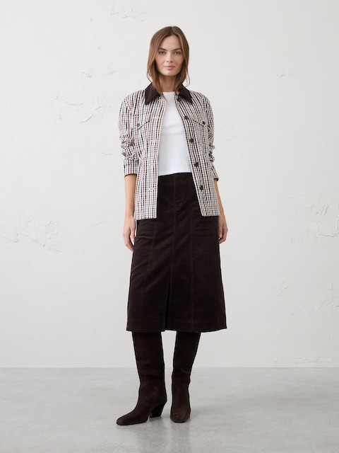 Seamed Corduroy Midi Skirt