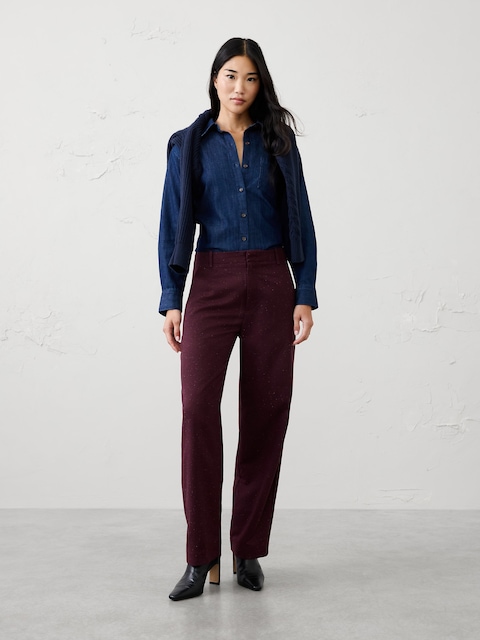 Straight-Leg High-Rise Donegal Pant