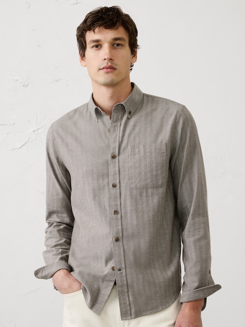 Slim-Fit Lightweight Flannel Shirt