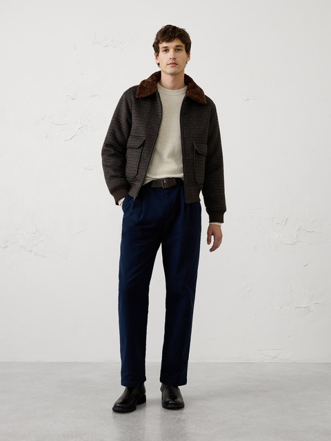 Wool-Blend Patterned Bomber