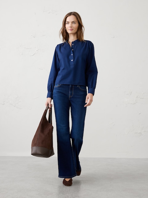 Oxford Half-Placket Top