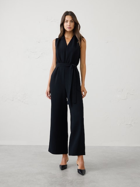 V-Neck Belted Jumpsuit
