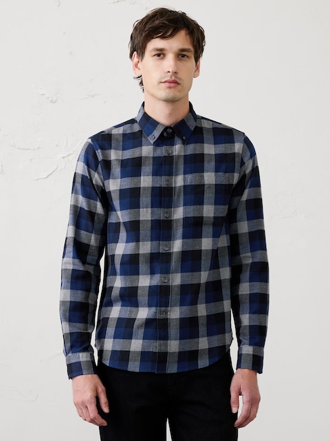 Slim-Fit Lightweight Flannel Shirt