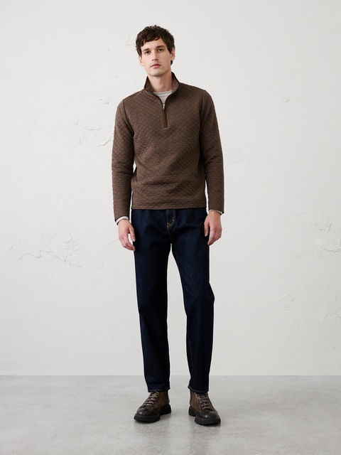 Diamond Quilted Quarter-Zip Pullover