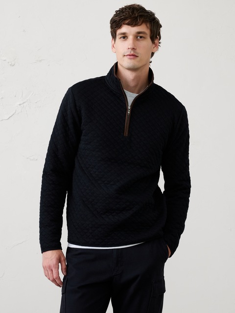 Diamond Quilted Quarter-Zip Pullover