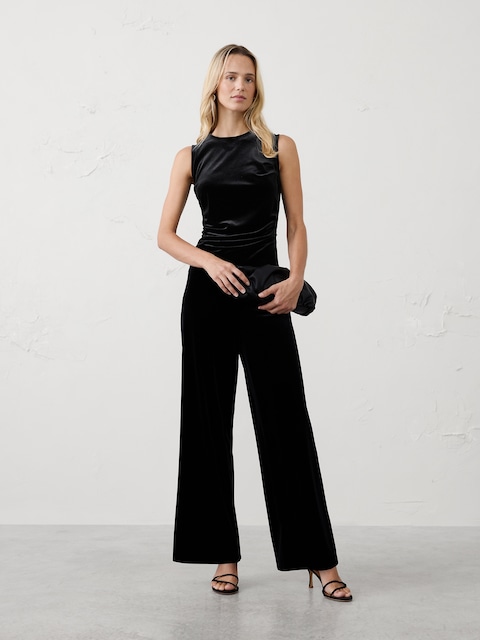 Velvet Draped Jumpsuit