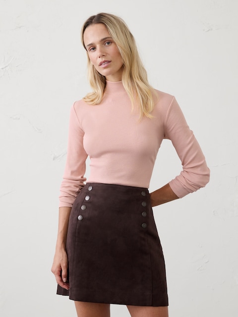 Ribbed Mock-Neck Top
