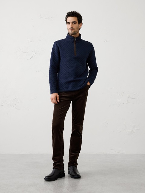 Diamond Quilted Quarter-Zip Pullover