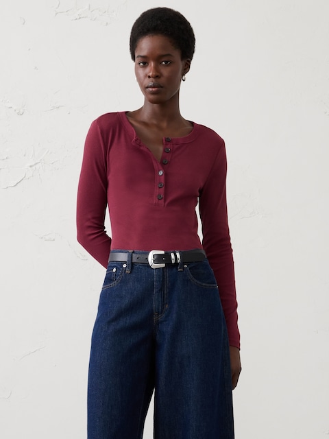 Ribbed Henley T-Shirt